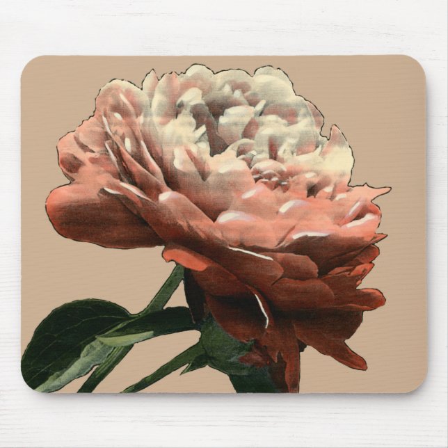 Tapis De Souris Rose rouge rubis aux accents blancs (Devant)