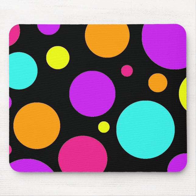 Tapis De Souris Rose turquoise pourpre orange de noir de pois (Devant)