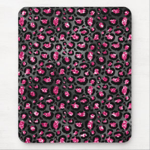 Tapis De Souris Rose vif et imprimé animal glamour noir