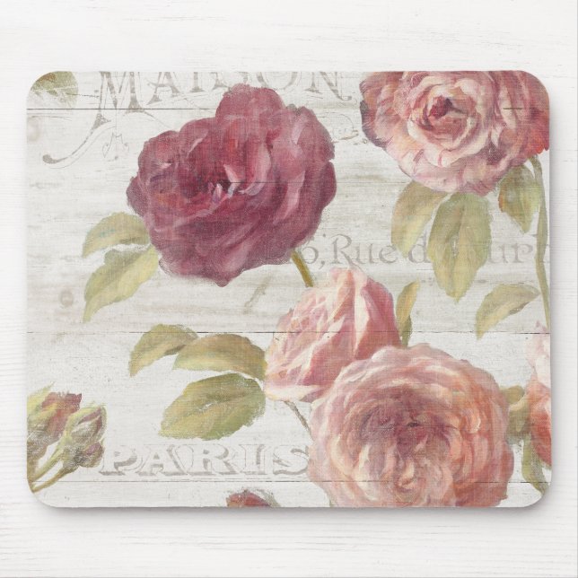 Tapis De Souris Roses de Français de rose en pastel (Devant)