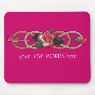 Tapis De Souris Roses d'or d'argent double infini