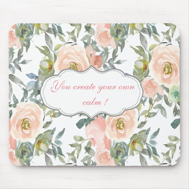 Tapis De Souris Roses élégants, Message Motivationnel (Devant)