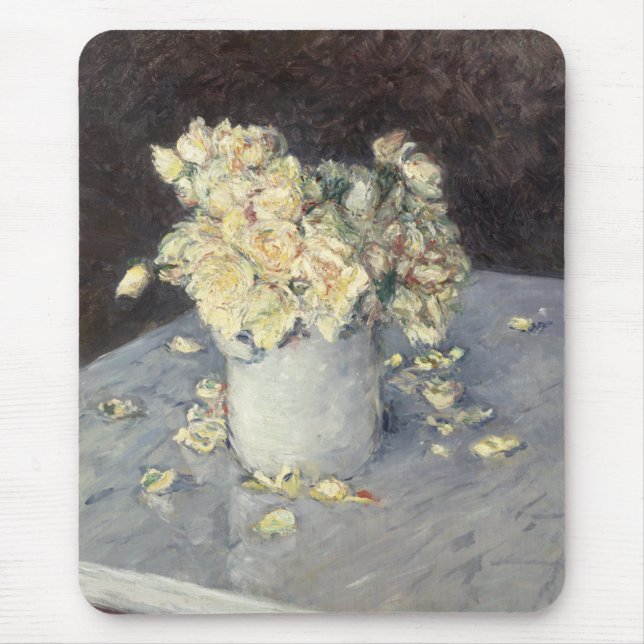 Tapis De Souris Roses jaunes dans un vase de Caillebott Impression (Devant)