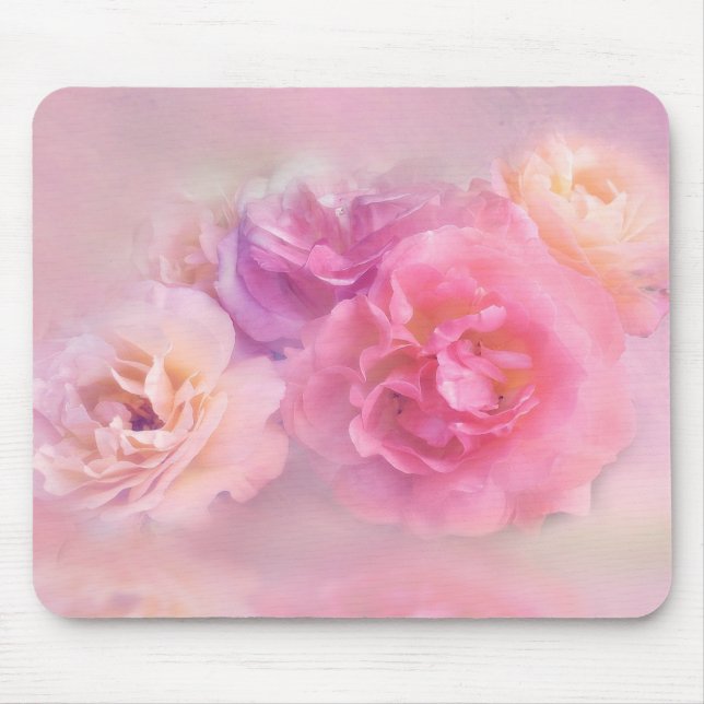 Tapis De Souris Roses pastel rêveuses  (Devant)