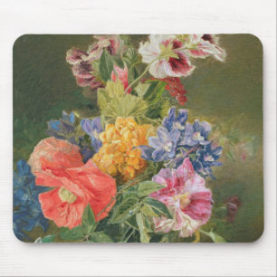 Tapis De Souris Roses, pavot et Pelargonia