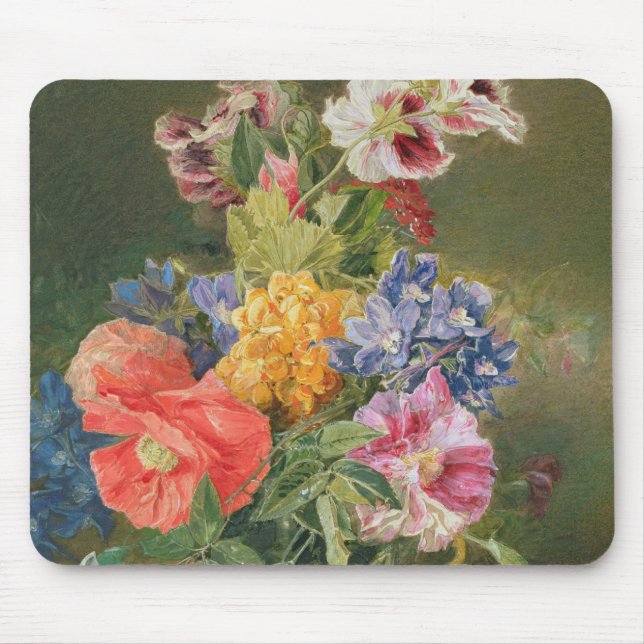 Tapis De Souris Roses, pavot et Pelargonia (Devant)