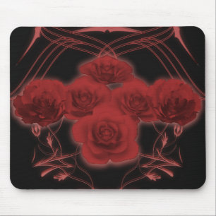 Tapis De Souris Roses rouges et Motifs tribaux - Mousepad