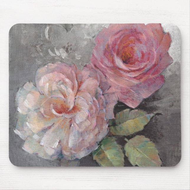 Tapis De Souris Roses sur le gris (Devant)