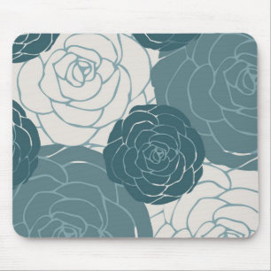 Tapis De Souris Roses turquoises et blanches