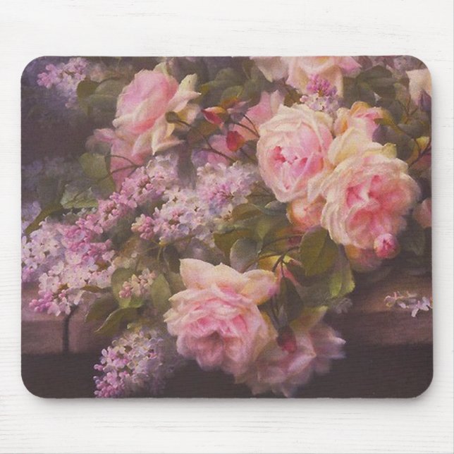 Tapis De Souris Roses victoriens et Lilacs (Devant)