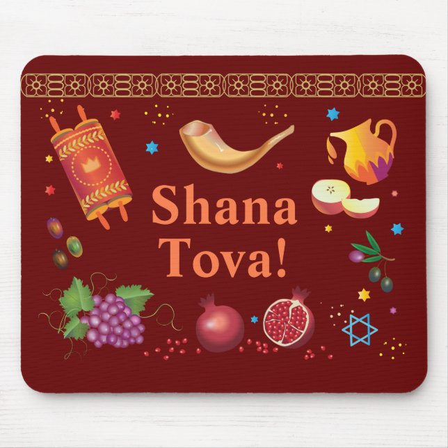 Tapis De Souris Rosh Hashanah Nouvel An juif Shana Tova (Devant)