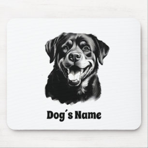 Tapis De Souris Rottweilers noir et blanc Silhoutte