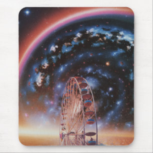 Tapis De Souris Roue Ferris cosmique sous une galaxie néon