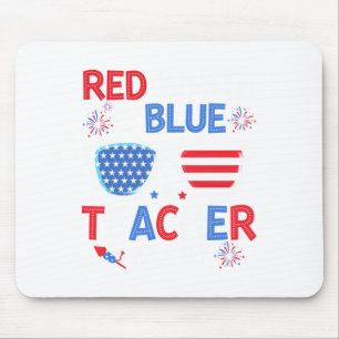 Tapis De Souris Rouge Blanc &amp; bleu Équipe enseignant 4 juillet