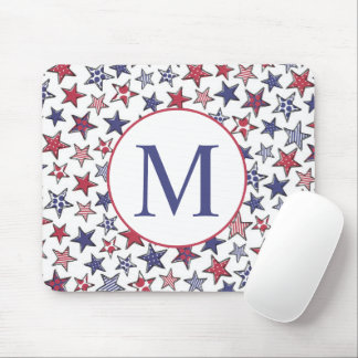 Tapis De Souris Rouge Blanc Bleu étoiles Amérique Patriotique Mono