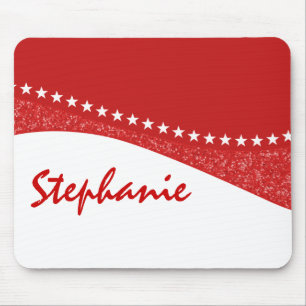 Tapis De Souris Rouge Éblouissant Courbes Étoiles Mousepad