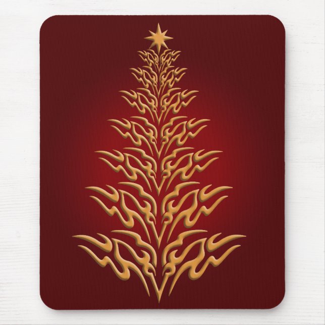Tapis De Souris Rouge élégant Arbre de Noël Pad (Devant)
