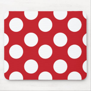 Tapis de souris rouge et blanc de point de polka