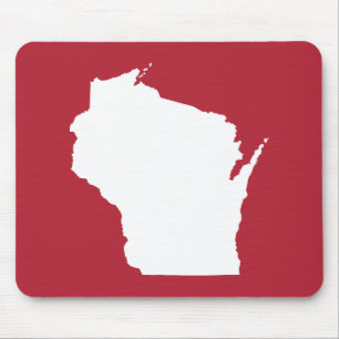 Tapis De Souris Rouge et Blanc Forme du Wisconsin