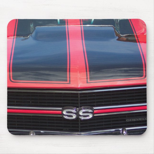 Tapis de souris rouge et noir de Chevelle solides (Devant)