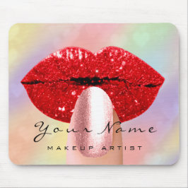 Tapis De Souris Rouge Kiss Lips Holographe Rainbow Nails maquillag