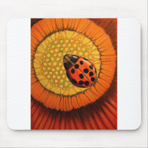 Tapis De Souris Rouge Ladybug Sur Fleur