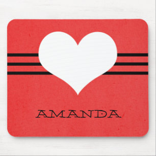 Tapis De Souris Rouge moderne Coeur Mousepad