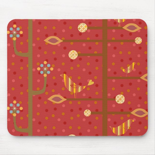 Tapis De Souris Rouge Mousepad de BirdsInLove Design4 (Devant)