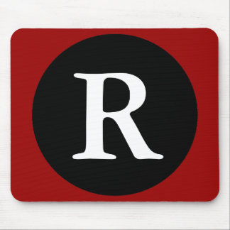 Tapis de souris rouge noir et blanc Lettre initial