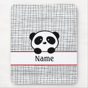 Tapis De Souris Rouge Noir Personnalisé Panda Bear Mousepad