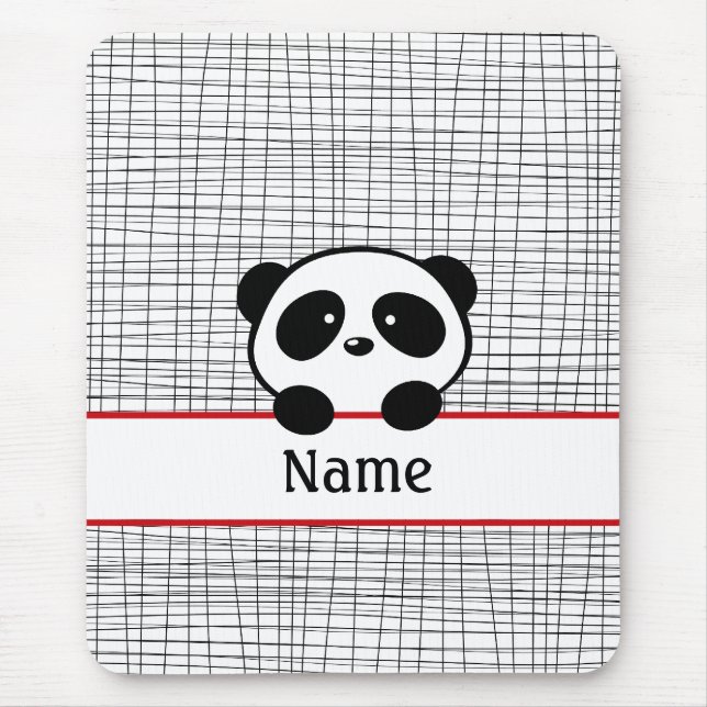 Tapis De Souris Rouge Noir Personnalisé Panda Bear Mousepad (Devant)
