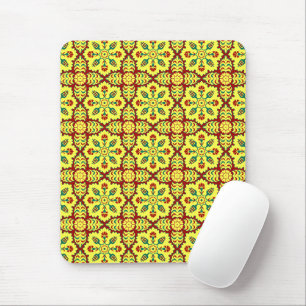 Tapis De Souris Rouge Oriental Jaune Ottoman Turc Motif Tulipe