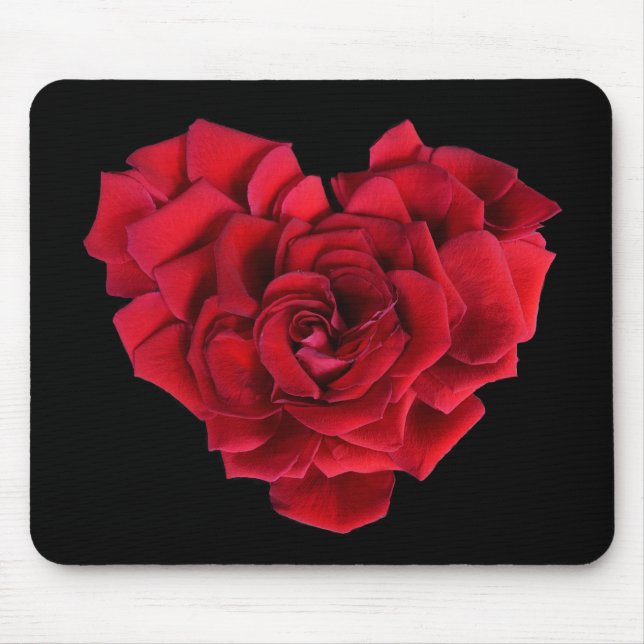 Tapis De Souris Rouge Rose Coeur Noir (Devant)