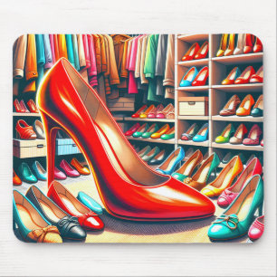 Tapis De Souris Rouge Stiletto Dans Le Closet