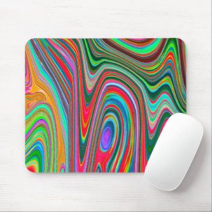 Tapis De Souris Rouge, Vert et Bleu Abstrait Art Groovy Tripant