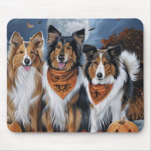 Tapis De Souris Rough Collie Halloween Éffrayant