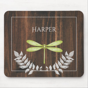 Tapis De Souris Roulette Rustique verte Dragonfly Personnalisé