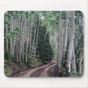 Tapis De Souris Route à travers le bouleau