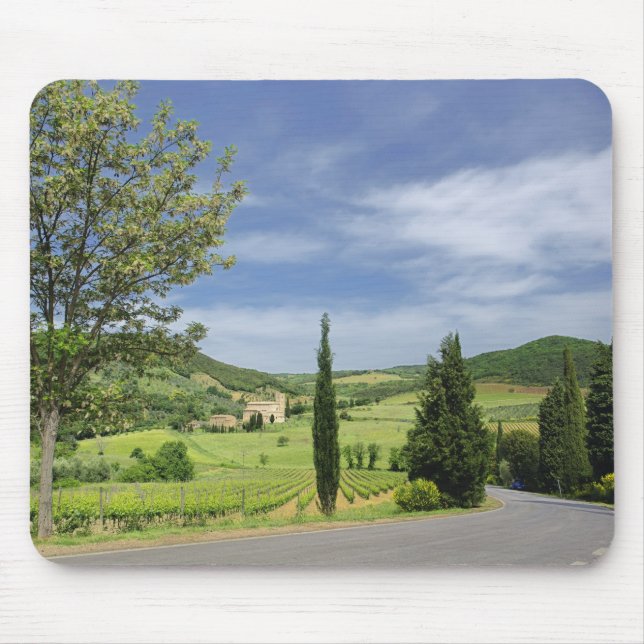 Tapis De Souris Route de campagne entre cyprès et (Devant)