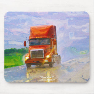 Tapis De Souris Route rouge de camion conduisant dans l'art Mousep