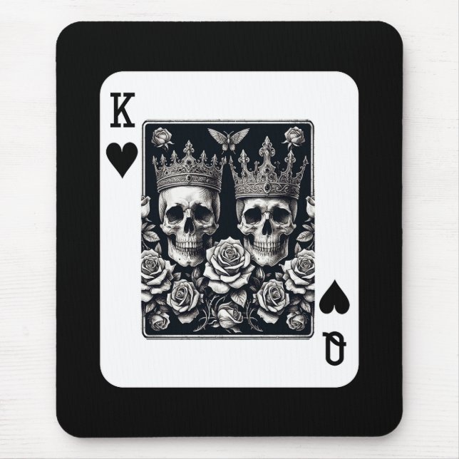 Tapis De Souris Royal King & Queen of Hearts Skuls & Roses (Devant)