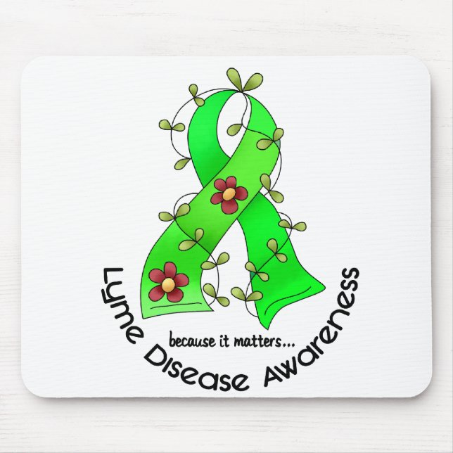 Tapis De Souris Ruban 1 de fleur de la maladie de Lyme (Devant)