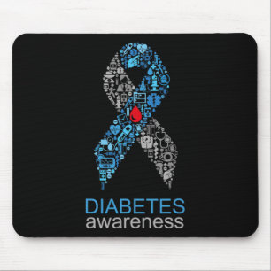 Tapis De Souris Ruban de sensibilisation au diabète Journée mondia
