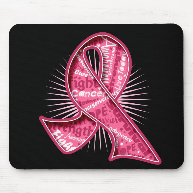 Tapis De Souris Ruban filigrane Slogan Cancer du sein (Devant)
