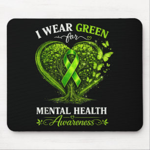 Tapis De Souris Ruban Mental Health Porter Vert Santé Mentale