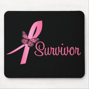 Tapis De Souris Ruban Papillon Rose - Survivant du Cancer du Sein