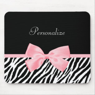Tapis De Souris Ruban rose-clair doucement Girly nommé chic