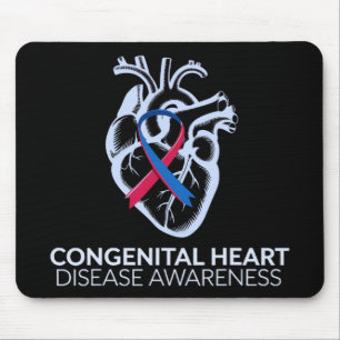 Tapis De Souris Ruban Rouge Et Bleu Maladie Cardiaque Congénitale