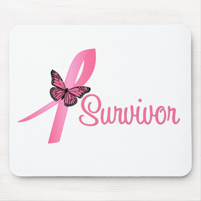 Tapis De Souris Ruban survivant du cancer du sein (Devant)