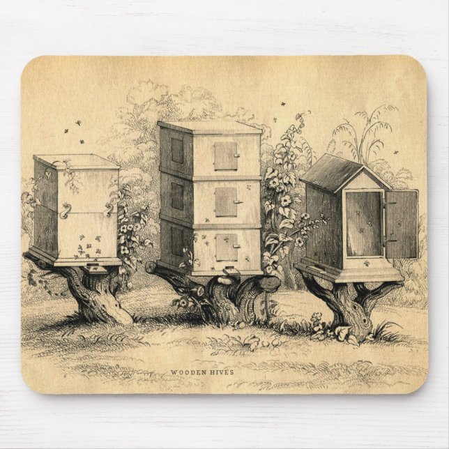 Tapis De Souris ruche apicole vintage (Devant)